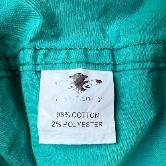 Coofandy Casual Short Sleeve Shirt Mens Large Green Slim Fit Button Paisley Trim - Picture 12 of 13